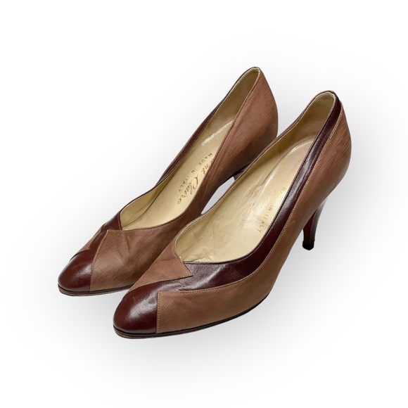 Vintage 70’s: Saint Claire ⊛ Italy Soft Glove Leather Pumps ⊛ Dusty Rose 2 Tone - Picture 5 of 16